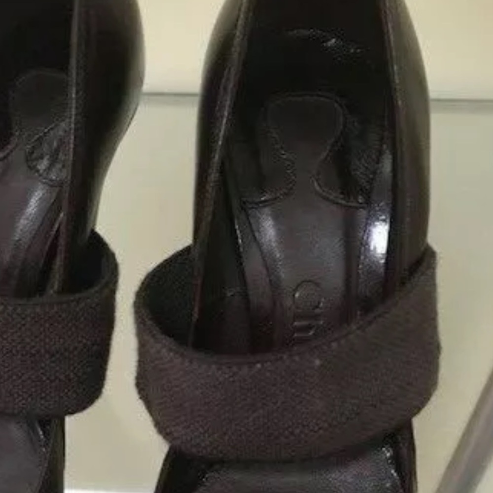 Chloé Platform Leather Heels Round Toe Elastic Platform Minimalist Shoes Rare - Picture 11 of 12